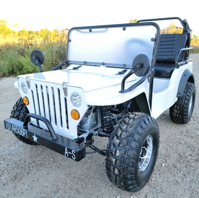 Edizione bianca dell'ELITE di Mini Gas Golf Cart Jeep sollevata con gli orli ed i chiarori su ordinazione del cuscino ammortizzatore