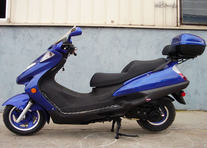 Motorino adulto blu del gas di due fari, motorino di motore 150cc con un cuoio reale di 2 sedili