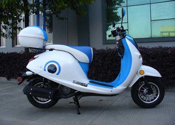 Mini motorino bianco/blu della bici 50cc con due specchietti retrovisori/scatole della parte posteriore