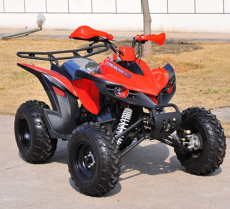 Un veicolo utilitario di corsa di Atv di rossi 4 x 4 della gioventù ATV 200CC di Seat parallelamente