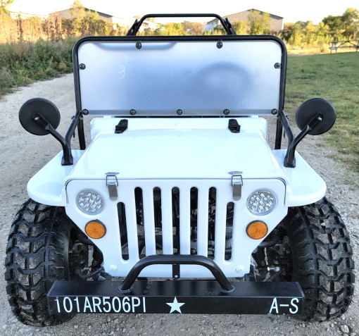 Edizione bianca dell'ELITE di Mini Gas Golf Cart Jeep sollevata con gli orli ed i chiarori su ordinazione del cuscino ammortizzatore